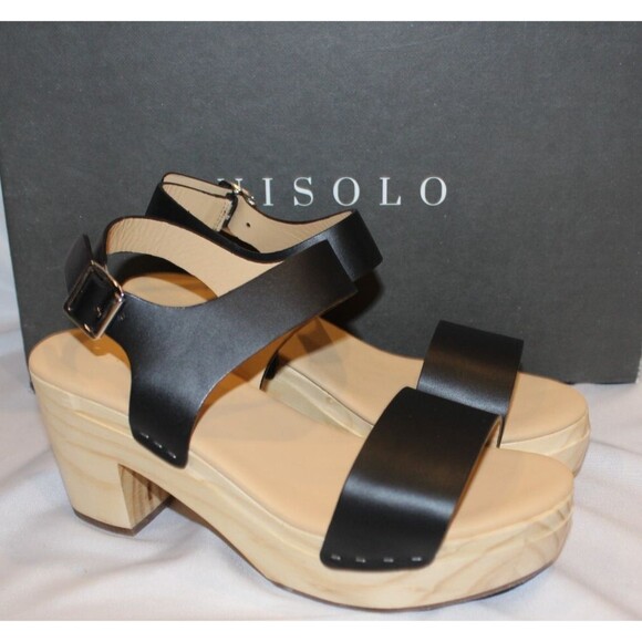 Nisolo Women's‎ All Day Open Toe Wood Clog Sandal BLACK NIB - Picture 1 of 6